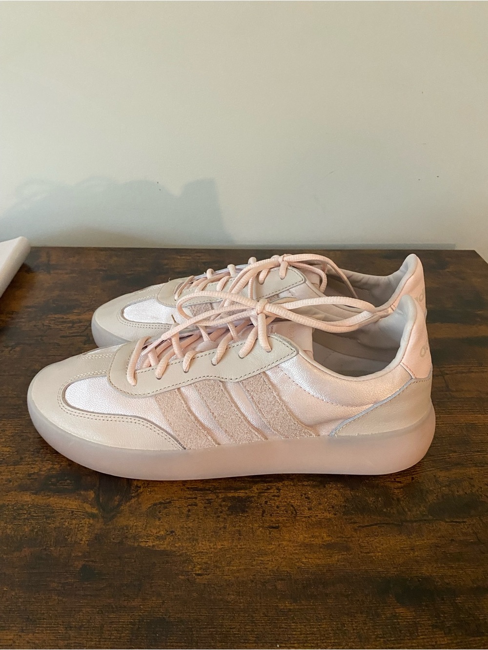 adidas Women’s Pale Pink Shiny Low-Top Platform Sneakers - Flaws - Picture 3 of 11